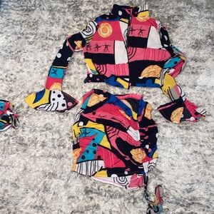 Three-piece colorful pattern skirt set